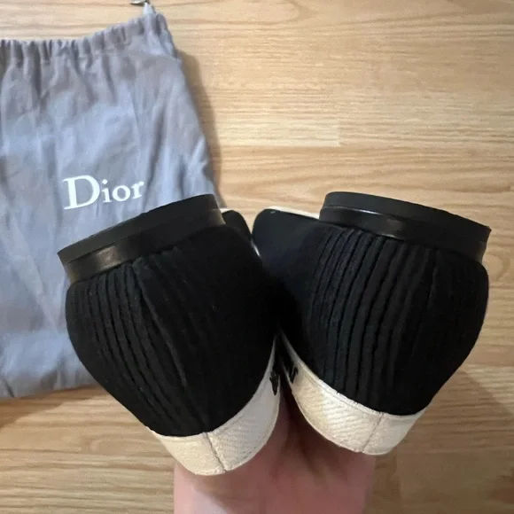 Dior J'Adior Black and Cream Flats AUTHENTIC - Picture 4 of 6